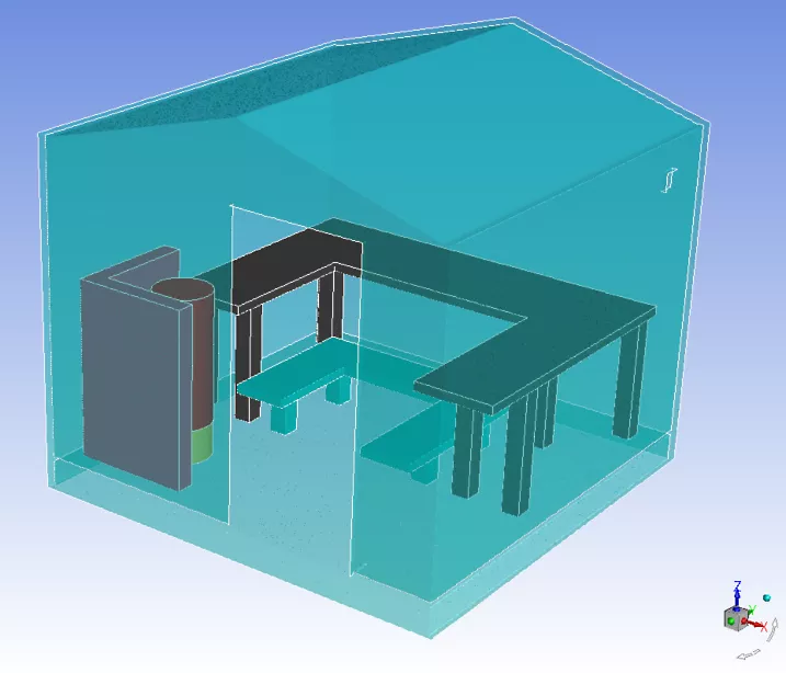 Interior sauna simulation